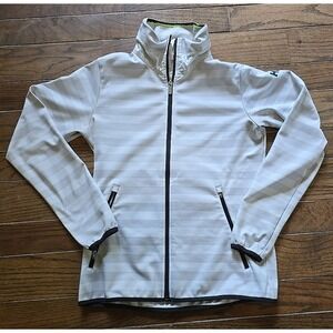 Helly Hansen Women Med Naiad Smooth Fleece Jacket White‎ Gray Striped Sporty